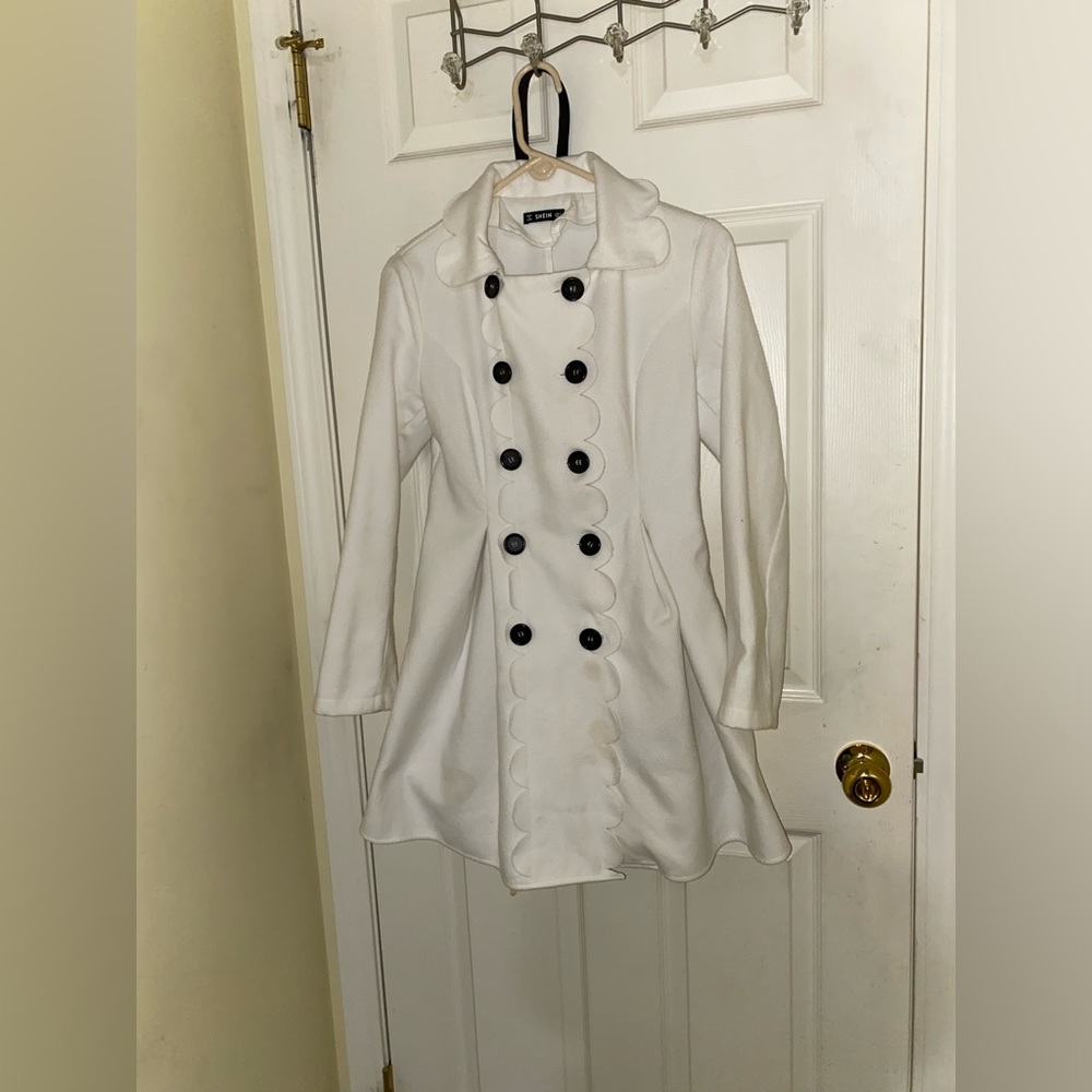 Gorgeous vintage red pea coat, with gold buttons!